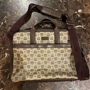 MCM Unisex Travel Career Brown Monogram LogoBag